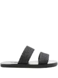 Ancient Greek Sandals Zeus straw slides - Black