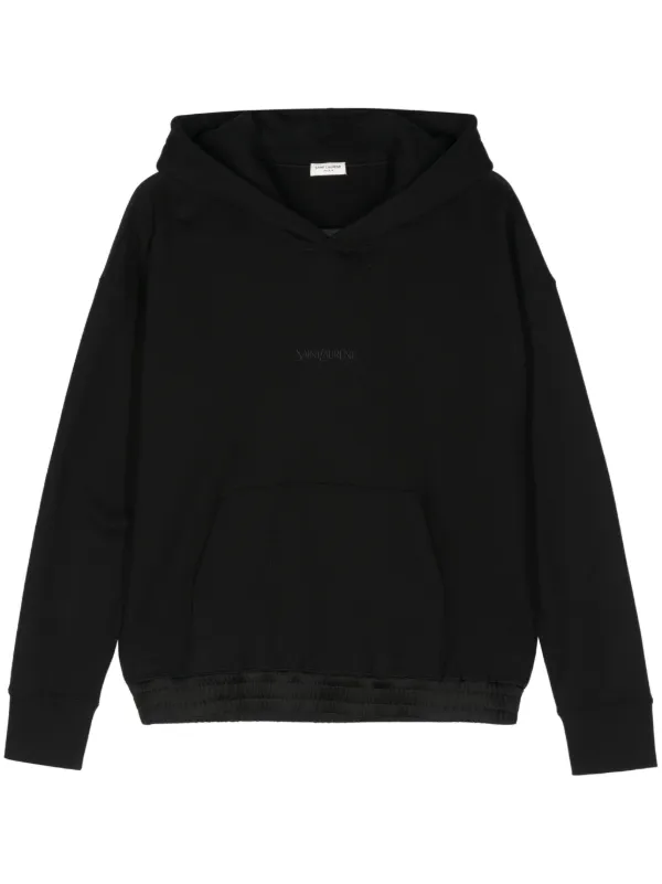 Saint Laurent Embroidered Logo long sleeve Hoodie Black FARFETCH TR