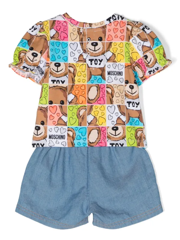 Moschino Kids Teddy Bear-print T-shirt And Shorts Set Blue