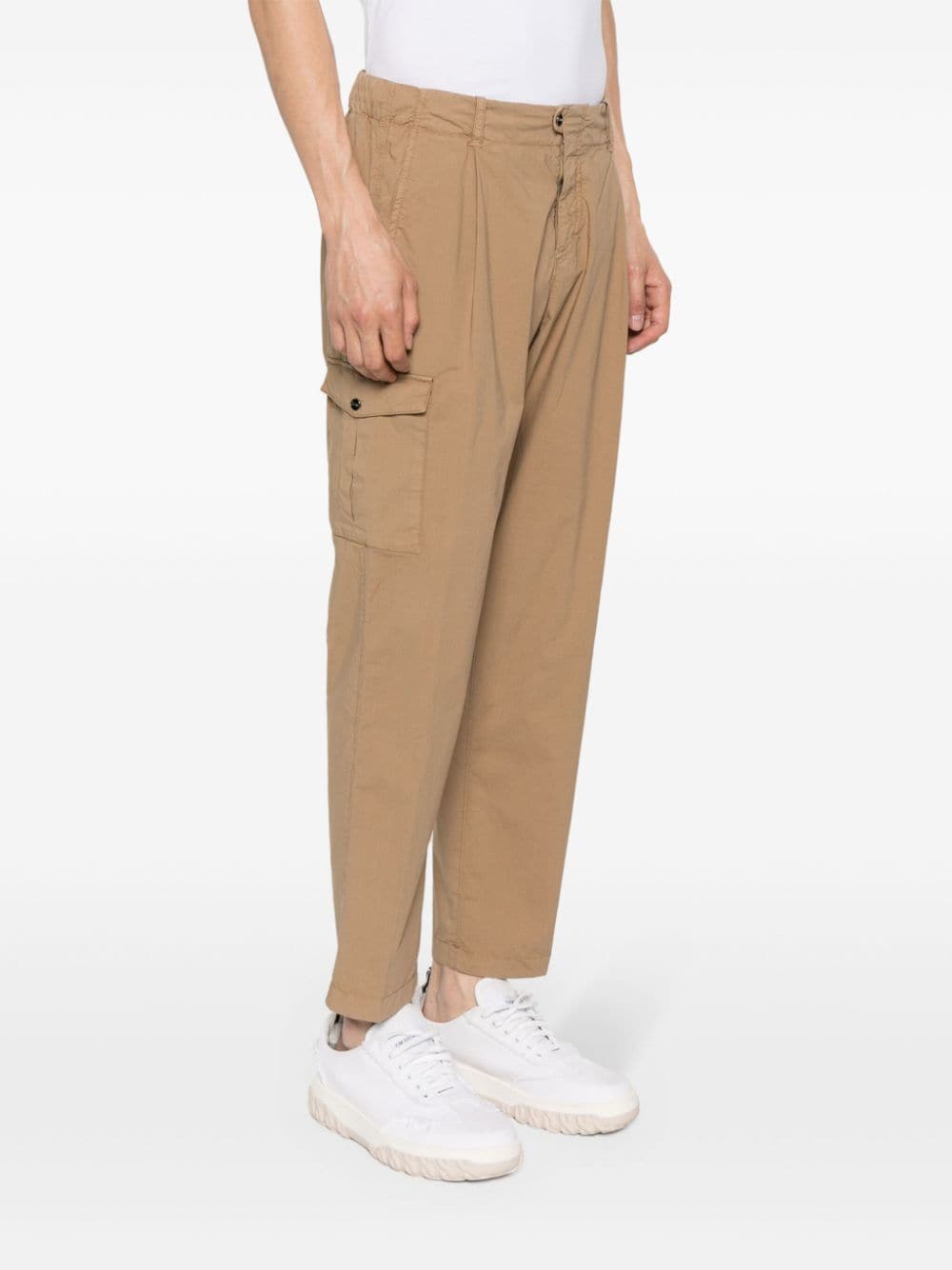 Shop Herno Tapered Cotton Cargo Pants In Brown