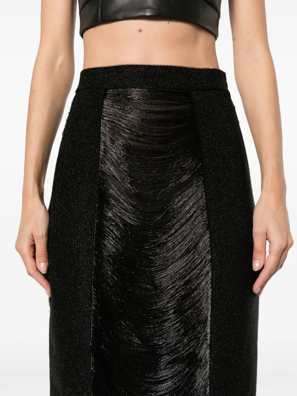 VIP【関税送料無料】希少 ALEXANDER MCQUEEN BLACK SKIRT Alexander McQueen fringe-detail Panelled Skirt | Black