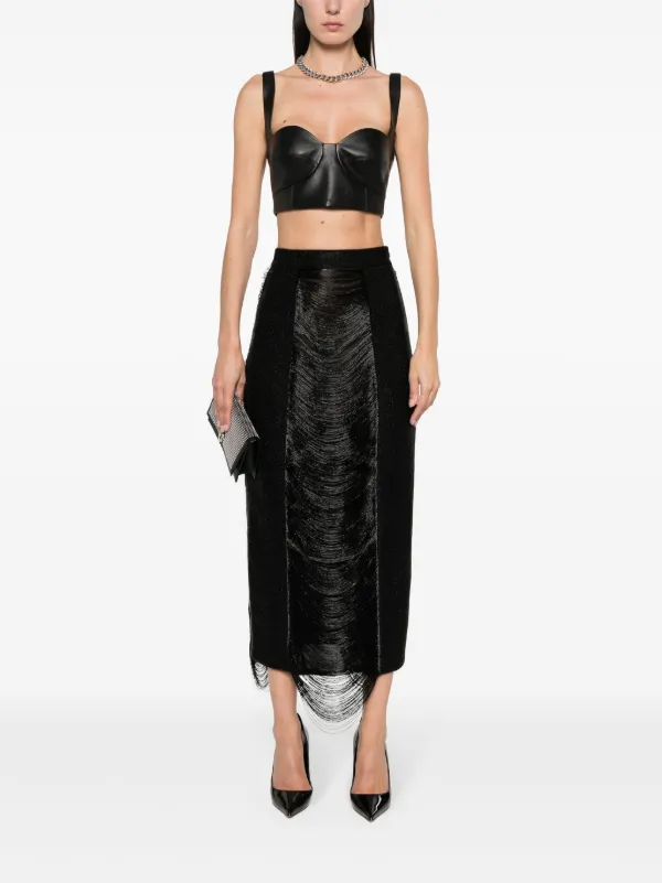 スカート ALEXANDER MCQUEEN Woman Skirt Black 768608Q1A65 1000 Women's Kickback Midi Skirt in Black | McQueen US
