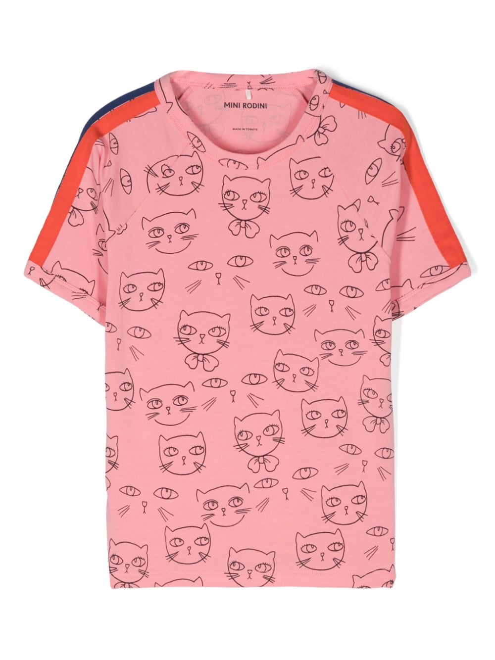 Mini Rodini Kids' Cathletes-print Crew-neck T-shirt In 粉色