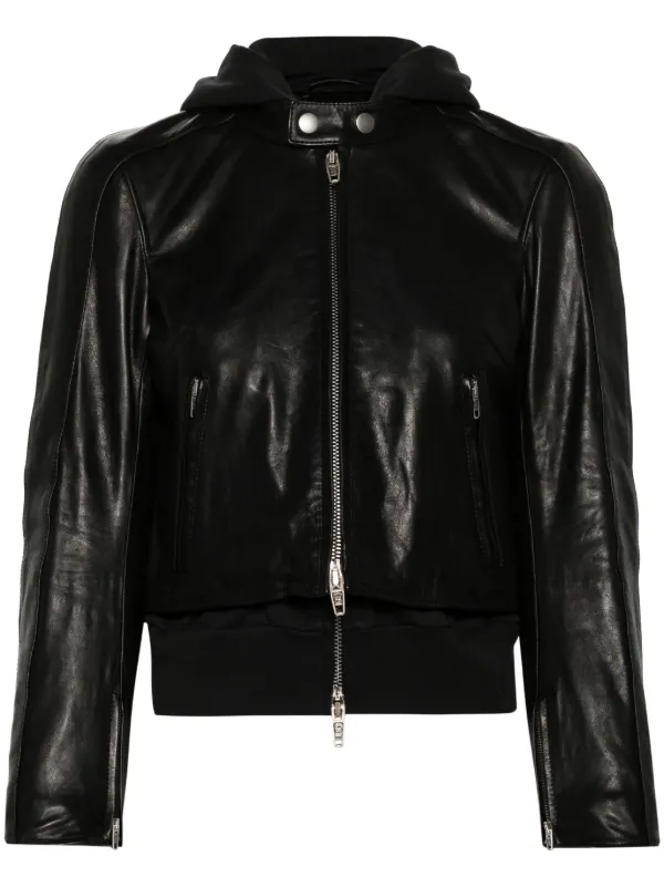 Balenciaga black leather jacket best sale