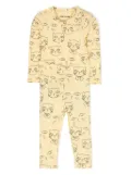 Mini Rodini cat-print body set (two-pieces) - Yellow
