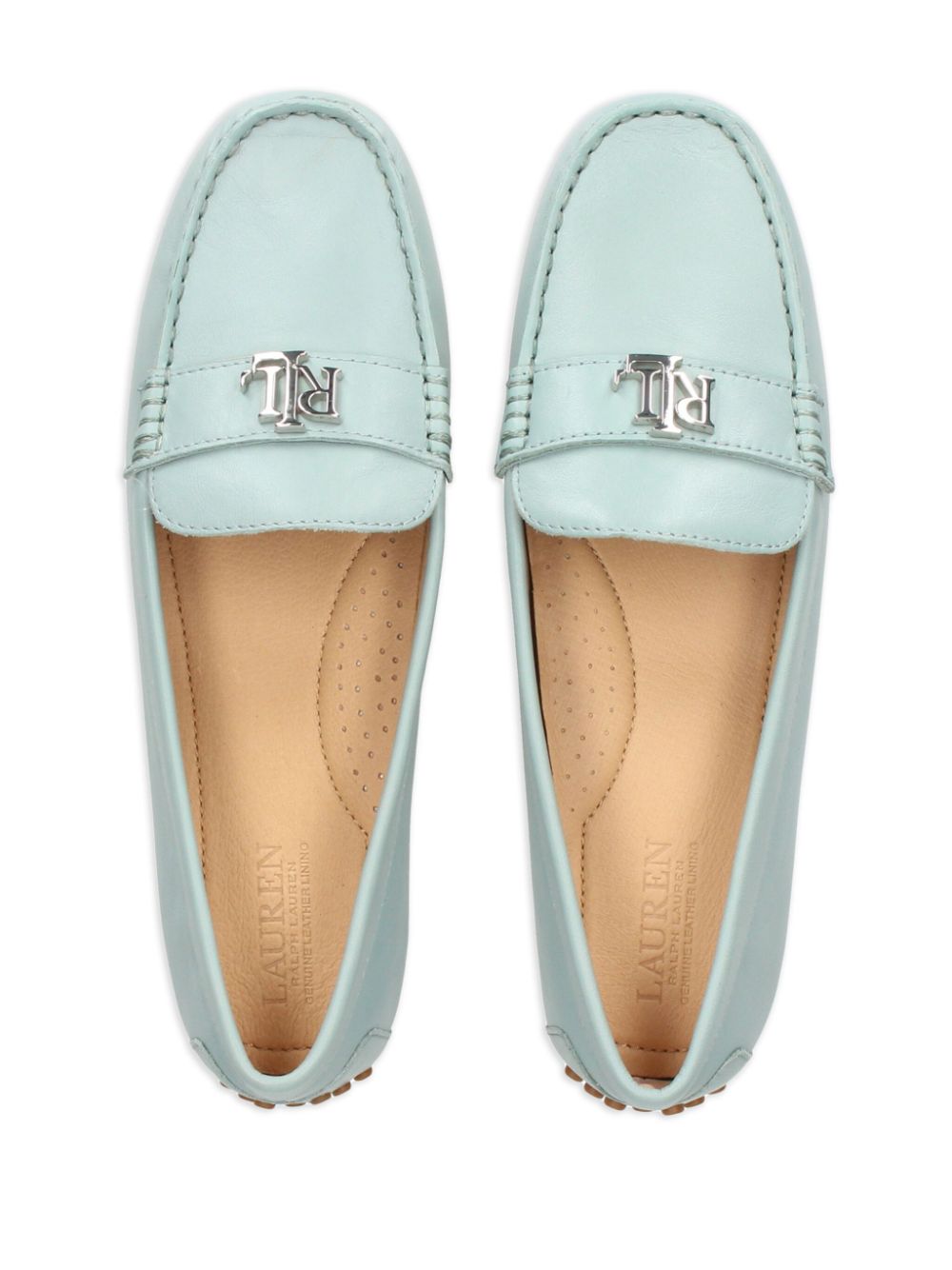 Shop Lauren Ralph Lauren Barnsbury Leather Driving Shoes In Blue