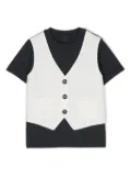 Fay Kids layered cotton T-shirt - Blue