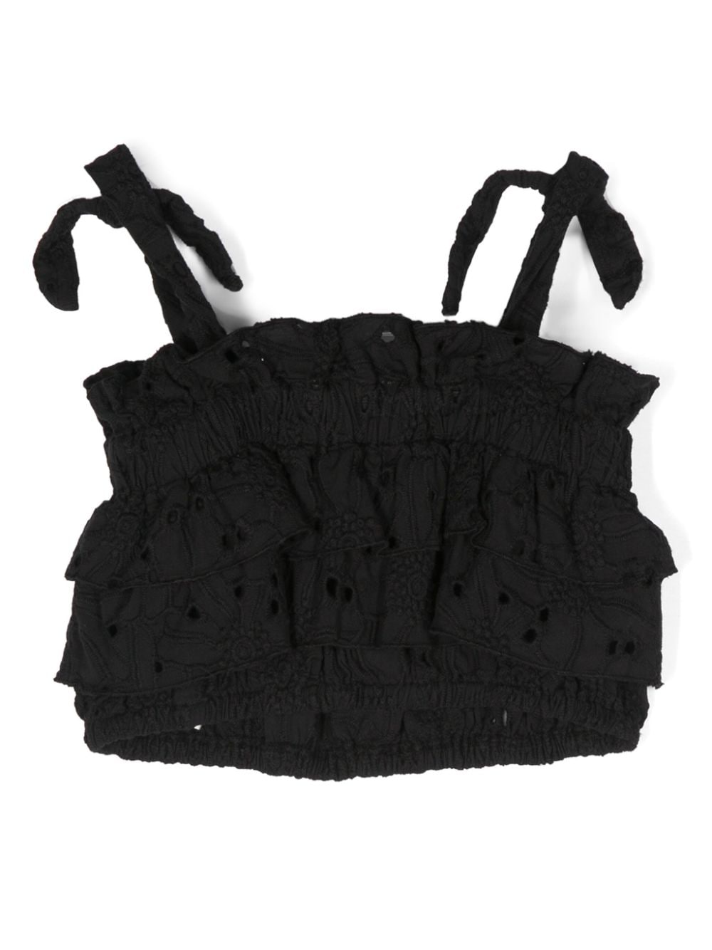 Shop Andorine Broderie-anglaise Cropped Top In Schwarz