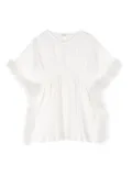 Andorine feather-trimmed kaftan - White