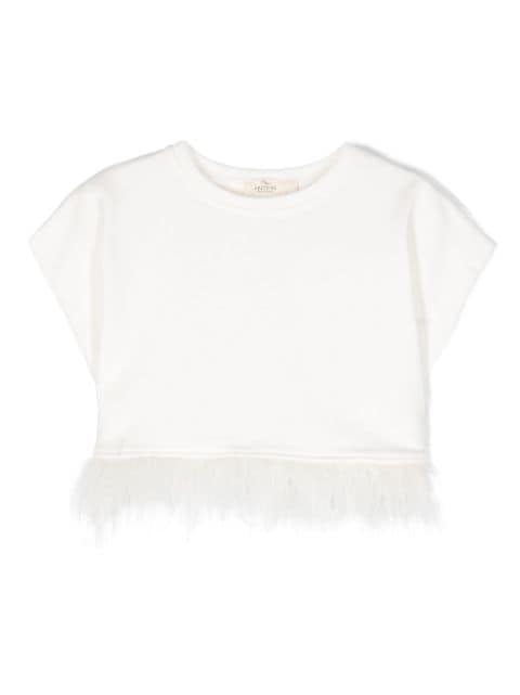 Andorine feather-detail organic cotton T-shirt