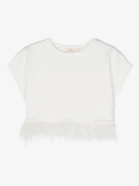 Andorine t-shirt med fjäderdetalj