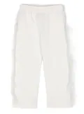 Andorine feather-detailing organic cotton trousers - White