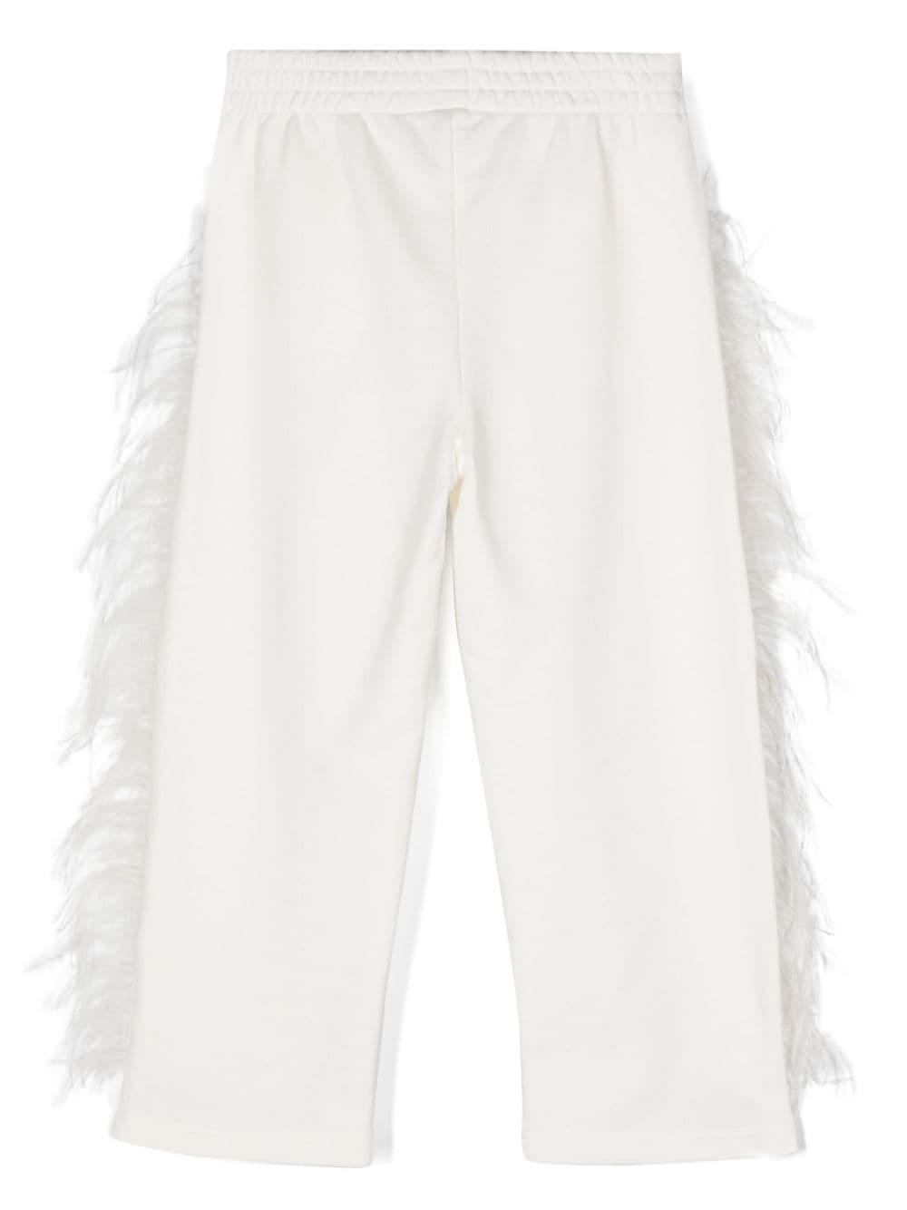 Shop Andorine Feather-detailing Organic Cotton Trousers In White