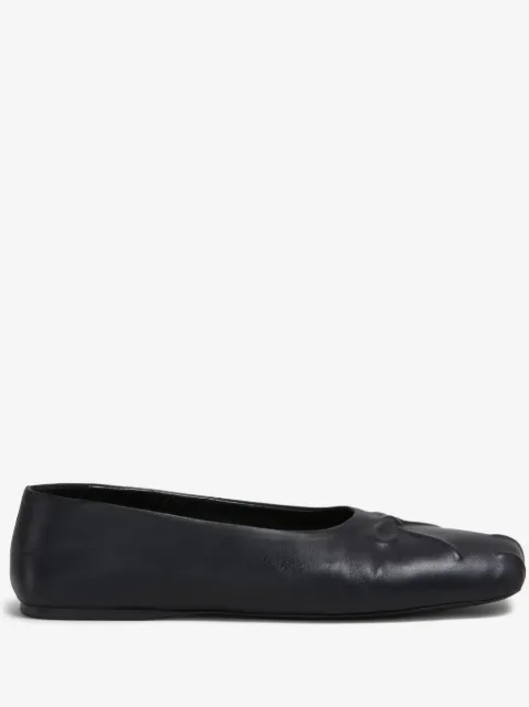 Marni bow-embossed leather ballerina shoes