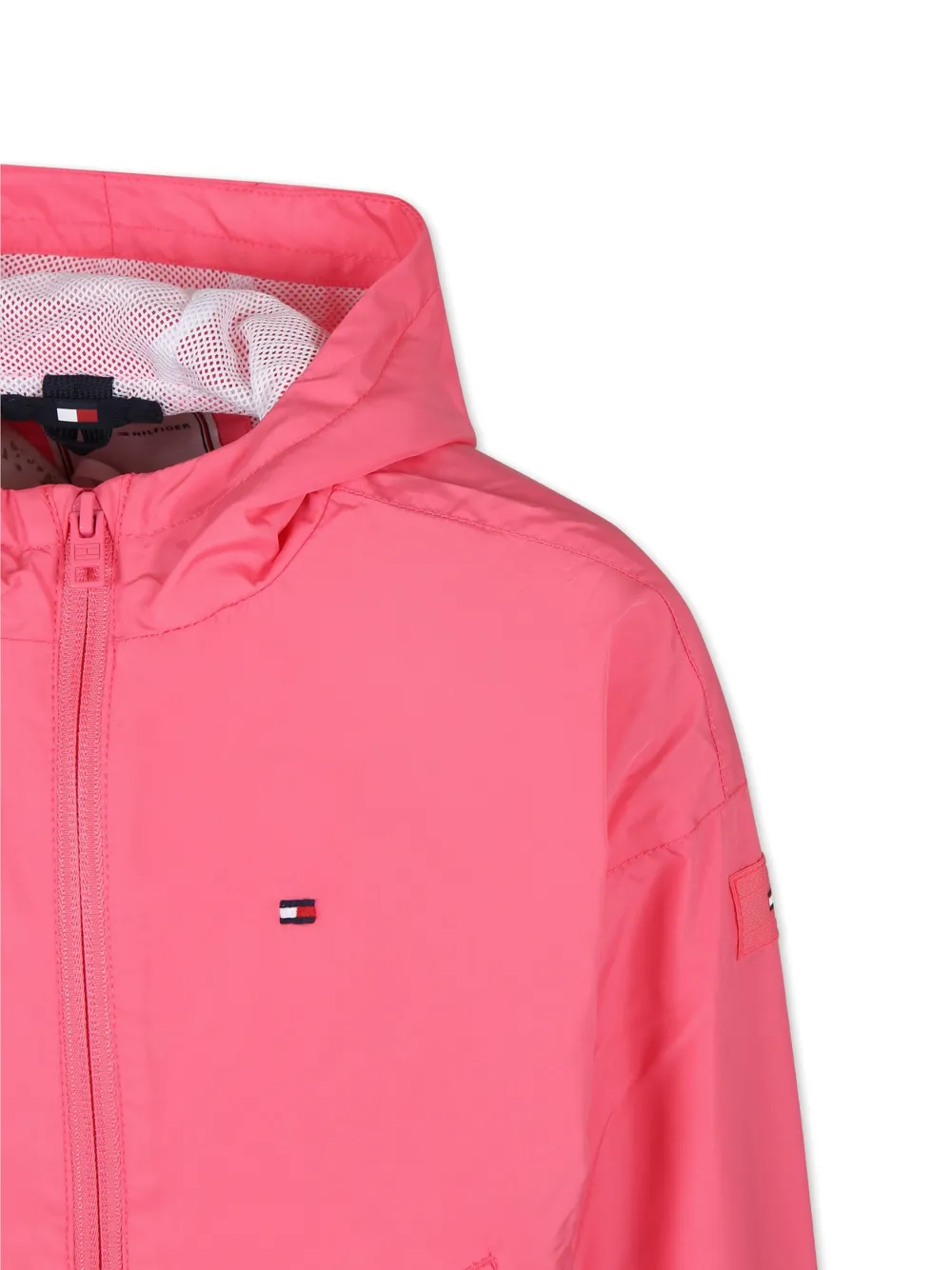 Shop Tommy Hilfiger Junior Essential Lightweight Hooded Windbreaker In Pink