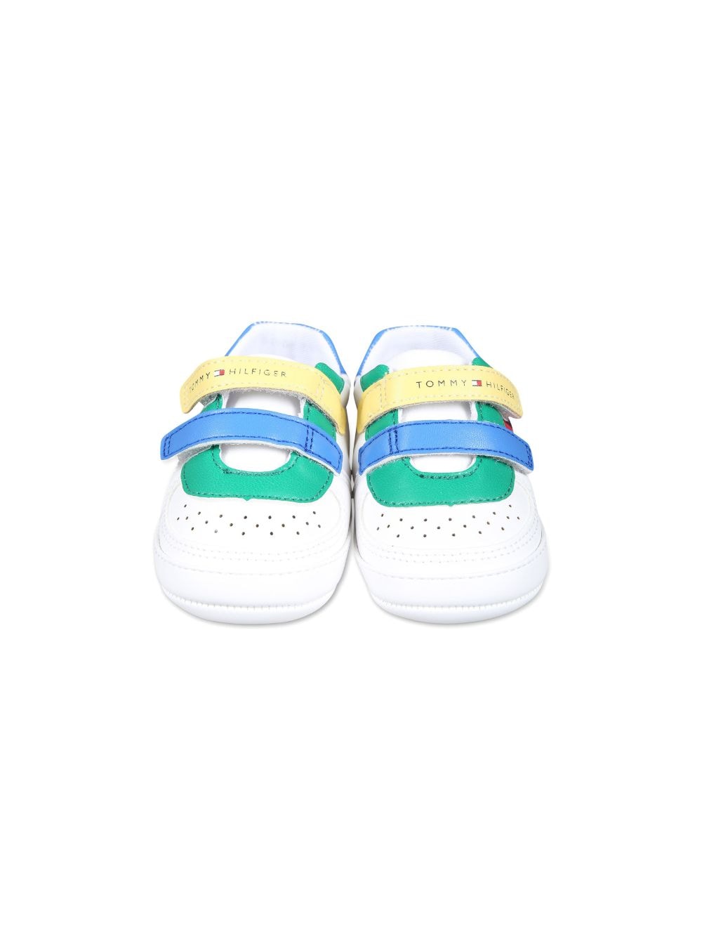 Shop Tommy Hilfiger Junior Block Colour Touch-strap Sneakers In White