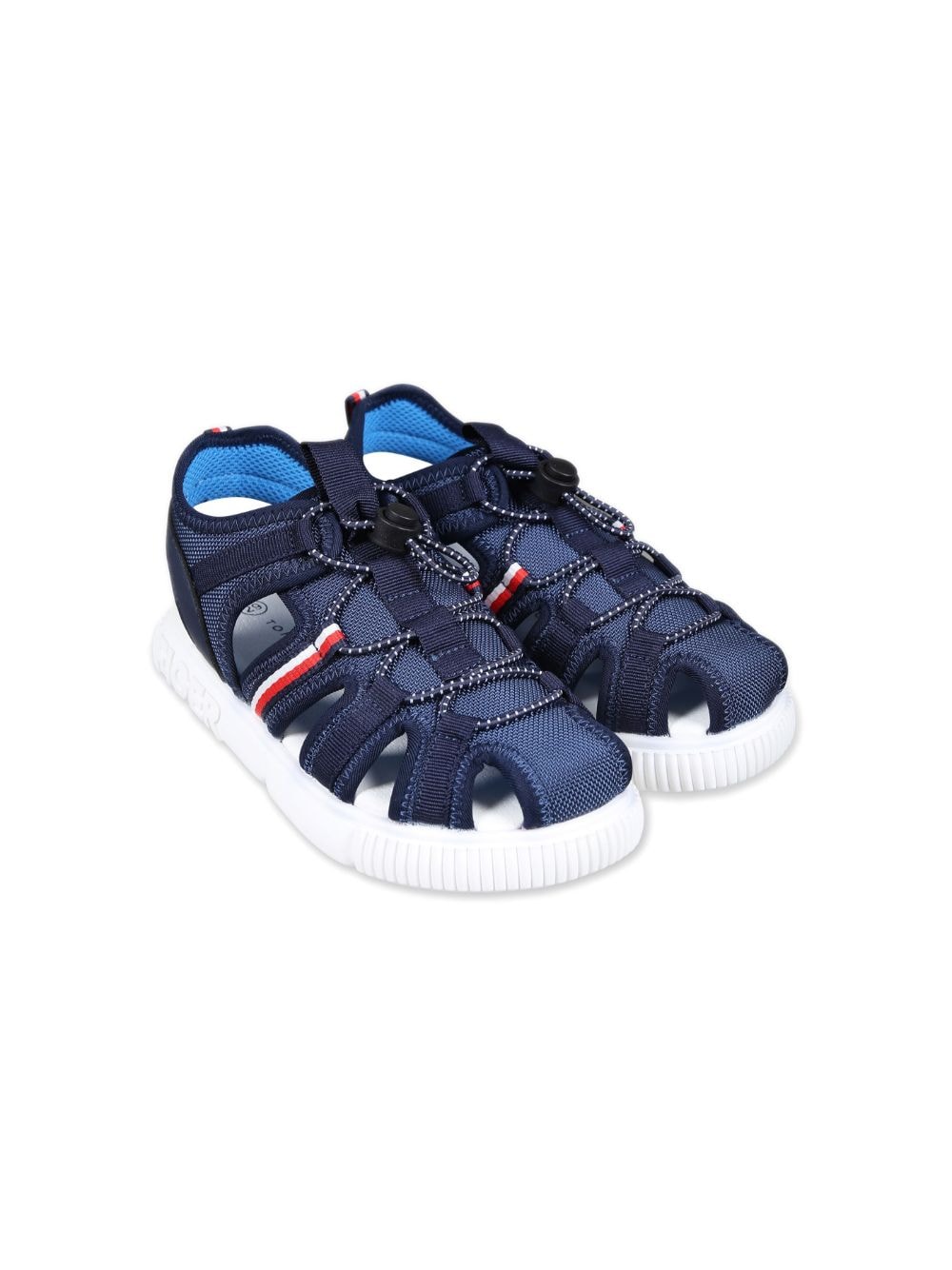 Shop Tommy Hilfiger Junior Side-stripe Drawstring Sandals In Blue