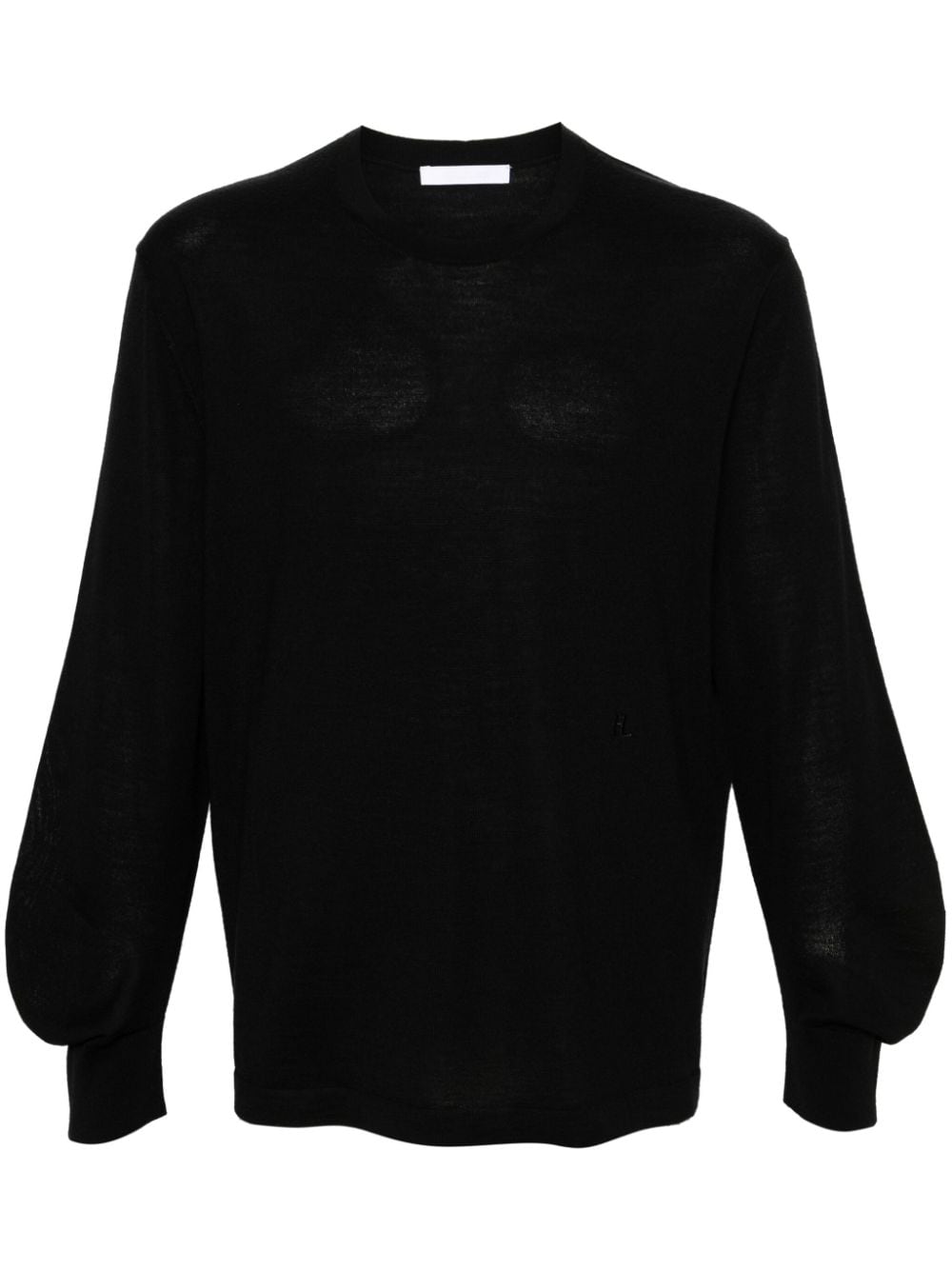 Helmut Lang Curve-sleeve Fine-knit Jumper In Black