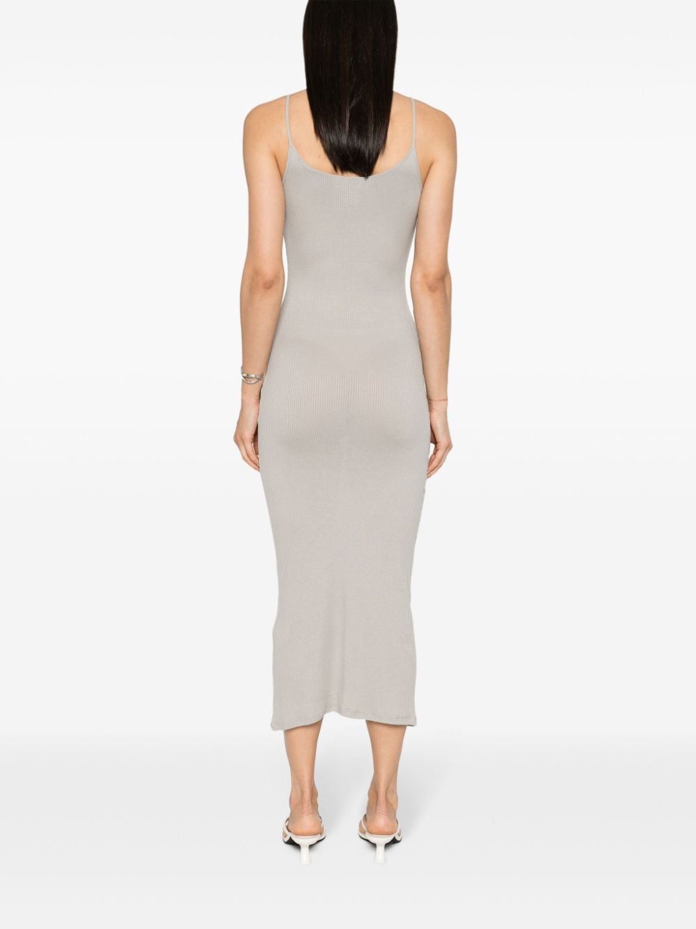 Shop Majestic Ribbed Maxi Dress In Grey