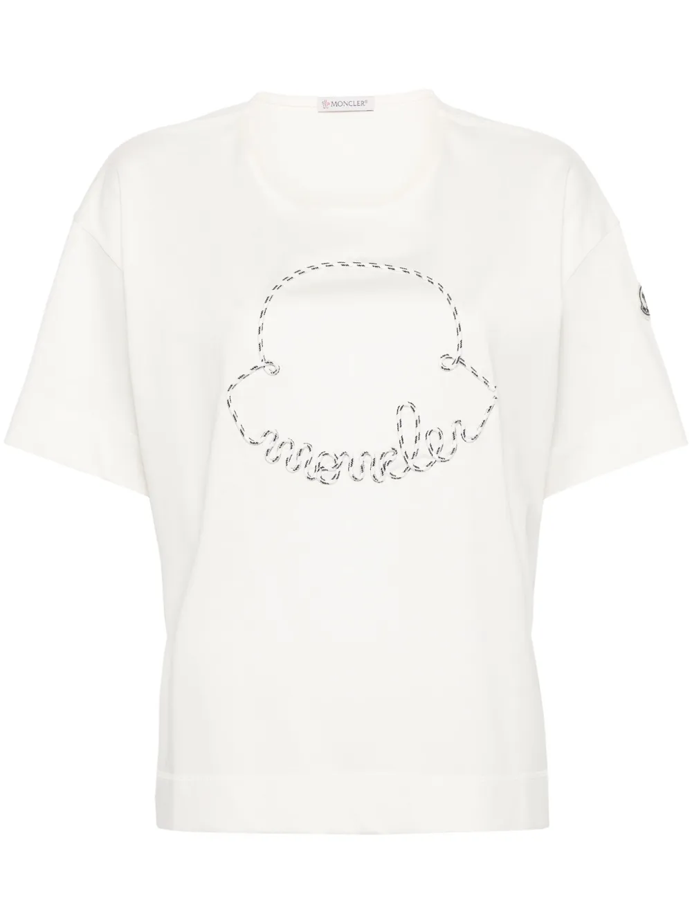 Moncler logo-appliqué cotton T-shirt Beige