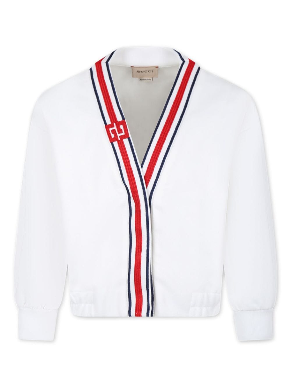 Shop Gucci Double-g V-neck Cardigan In White