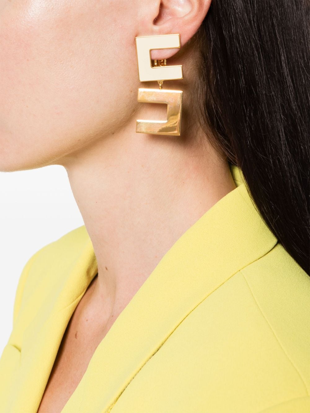Shop Elisabetta Franchi Logo-shaped Clip-on Earrings In 金色