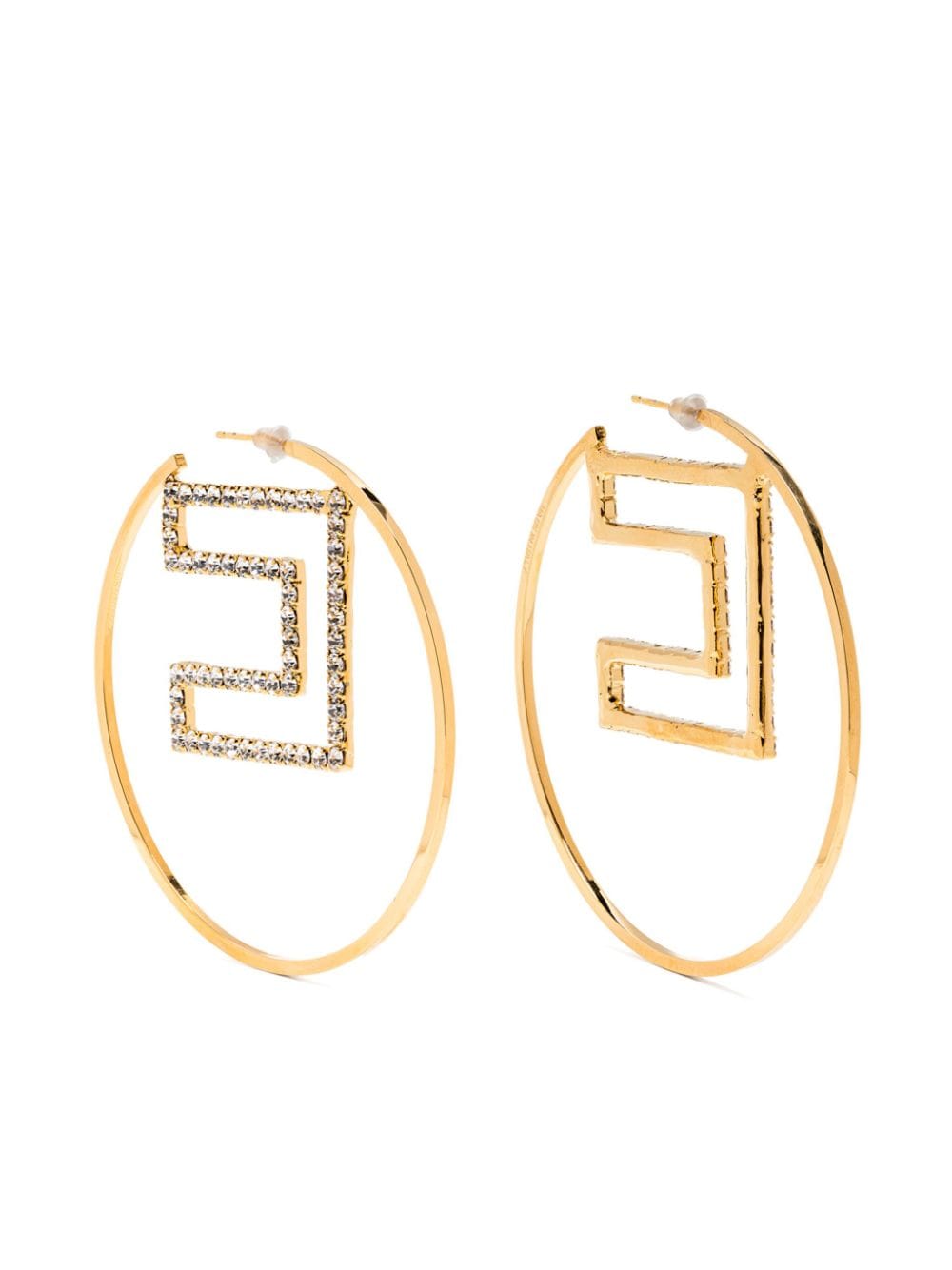 Elisabetta Franchi Logo-detailed Hoop Earrings In Gold
