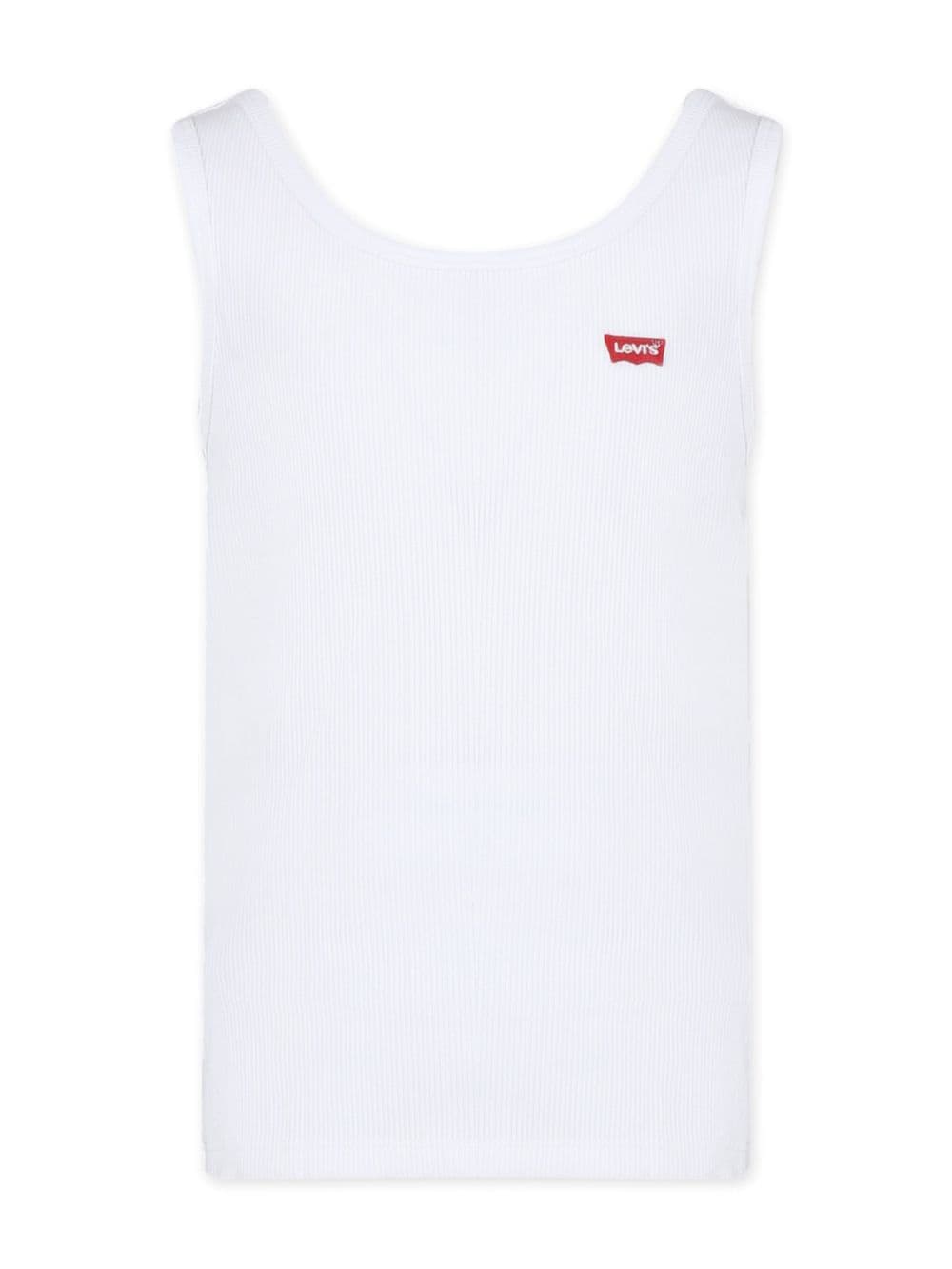 Shop Levi's Logo-embroidered Fine-ribbed Tank Top In White