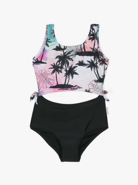 Andorine traje de baño con estampado tropical y aberturas