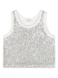 Andorine sequin embellished cropped T-shirt - Silver