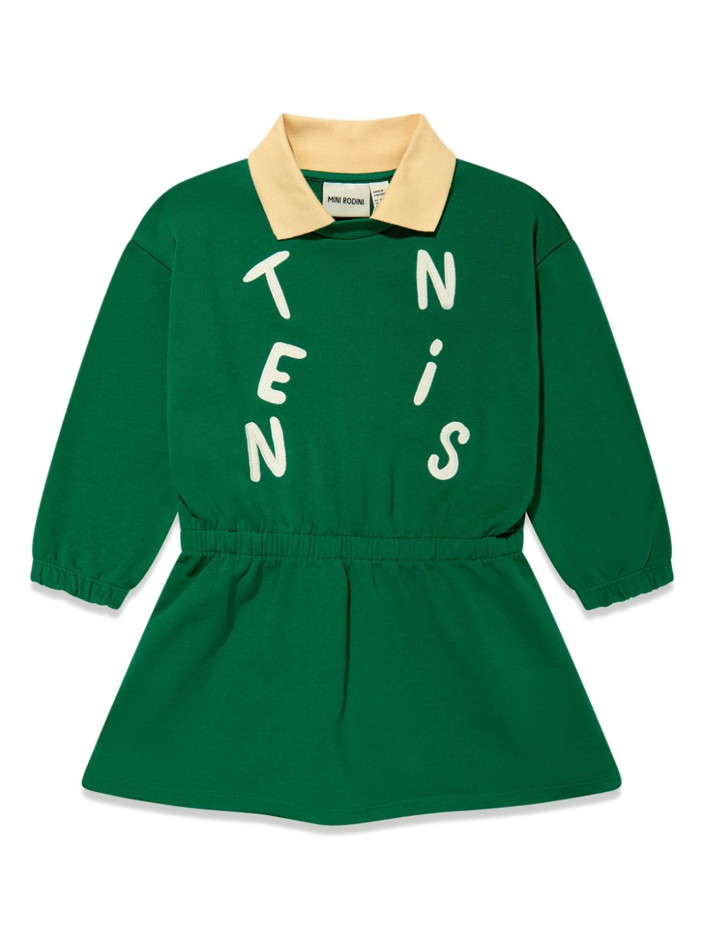 mini rodini robe-polo en coton appliqué lettre - vert