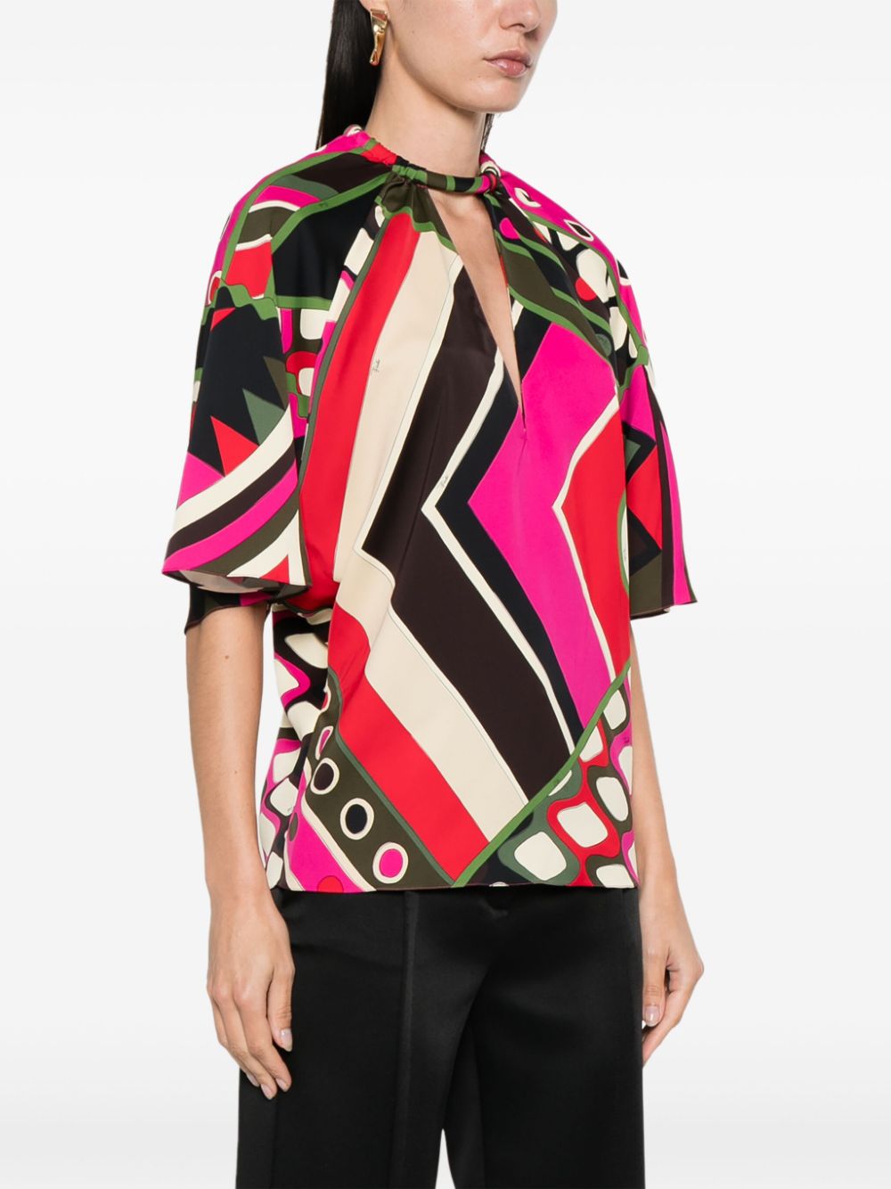 Shop Pucci Vivara-print V-neck Blouse In Black