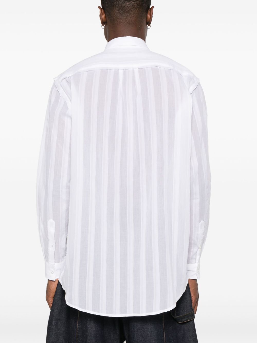 Shop Paura Erzin Striped Cotton Shirt In Weiss