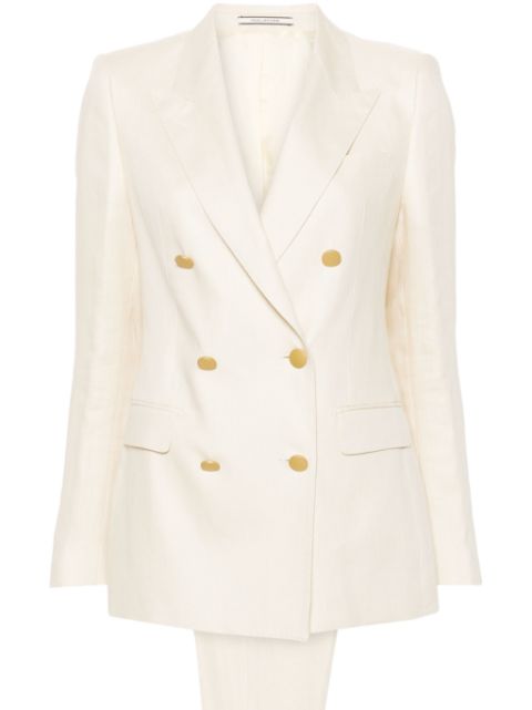 Tagliatore linen double-breasted suit Women