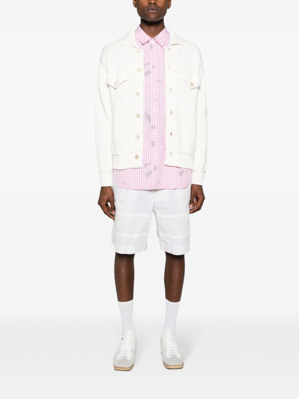 Shop Comme Des Garçons Shirt Gingham-check Cotton Shirt In Pink