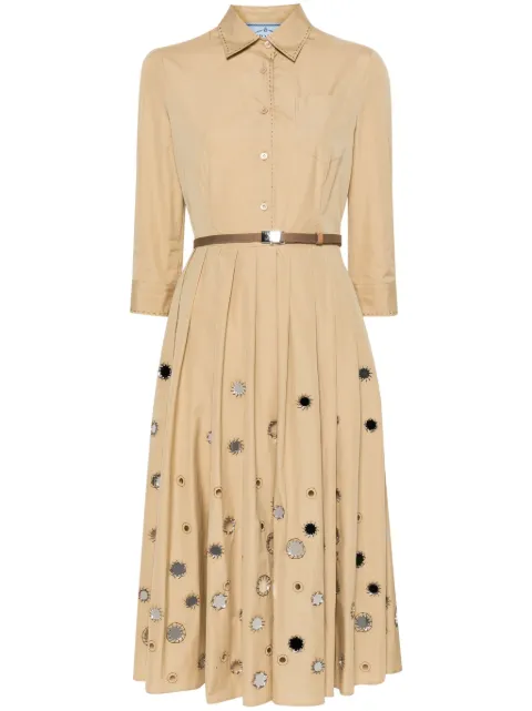 Prada mirror embellished belted midi dress
