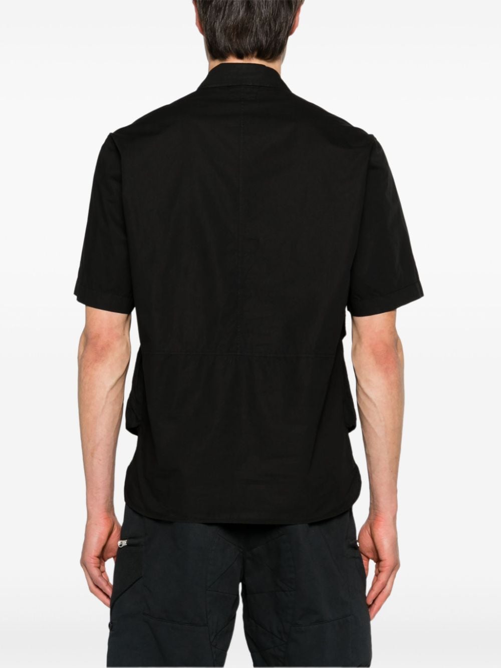 Shop C.p. Company Logo-embroidered Poplin Shirt In Black