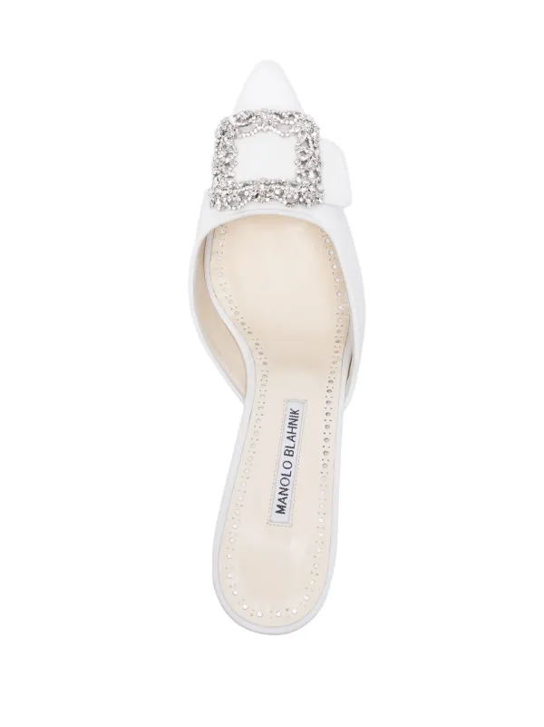 White buckle mules cheap