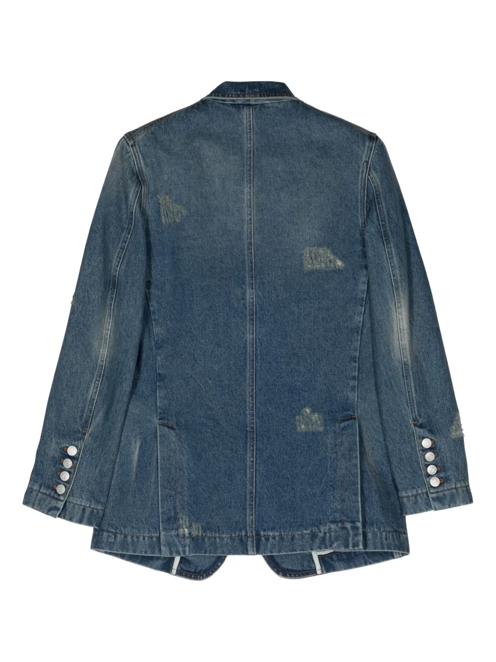 Shop Seen Users Silhouette Distressed Denim Blazer In Blau