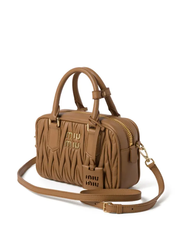 Miu Miu Arcadie Matelassé Leather Tote Bag | Brown | FARFETCH