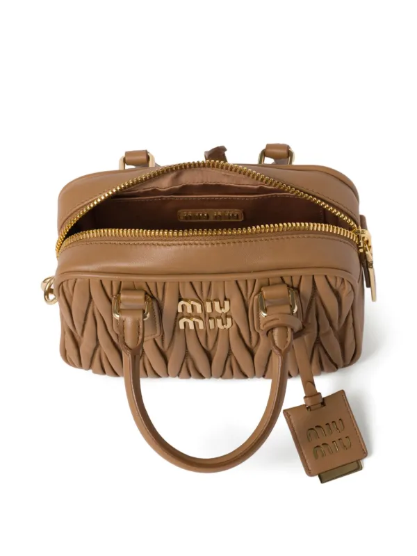 Miu Miu Arcadie Matelassé Leather Tote Bag | Brown | FARFETCH
