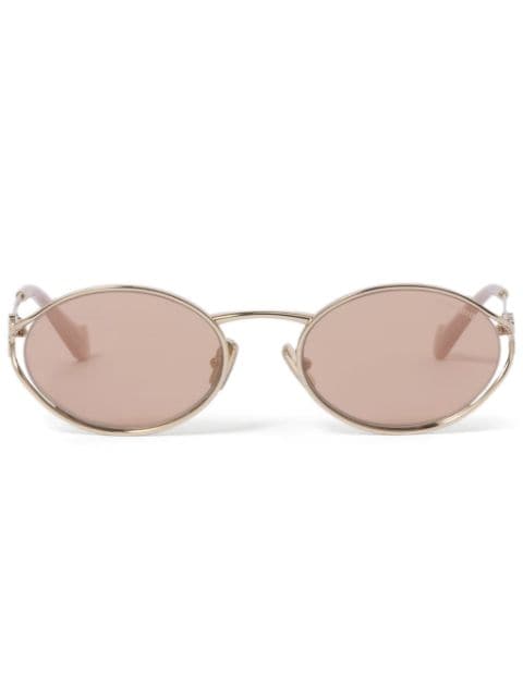 Miu Miu Eyewear Óculos de sol oval com logo