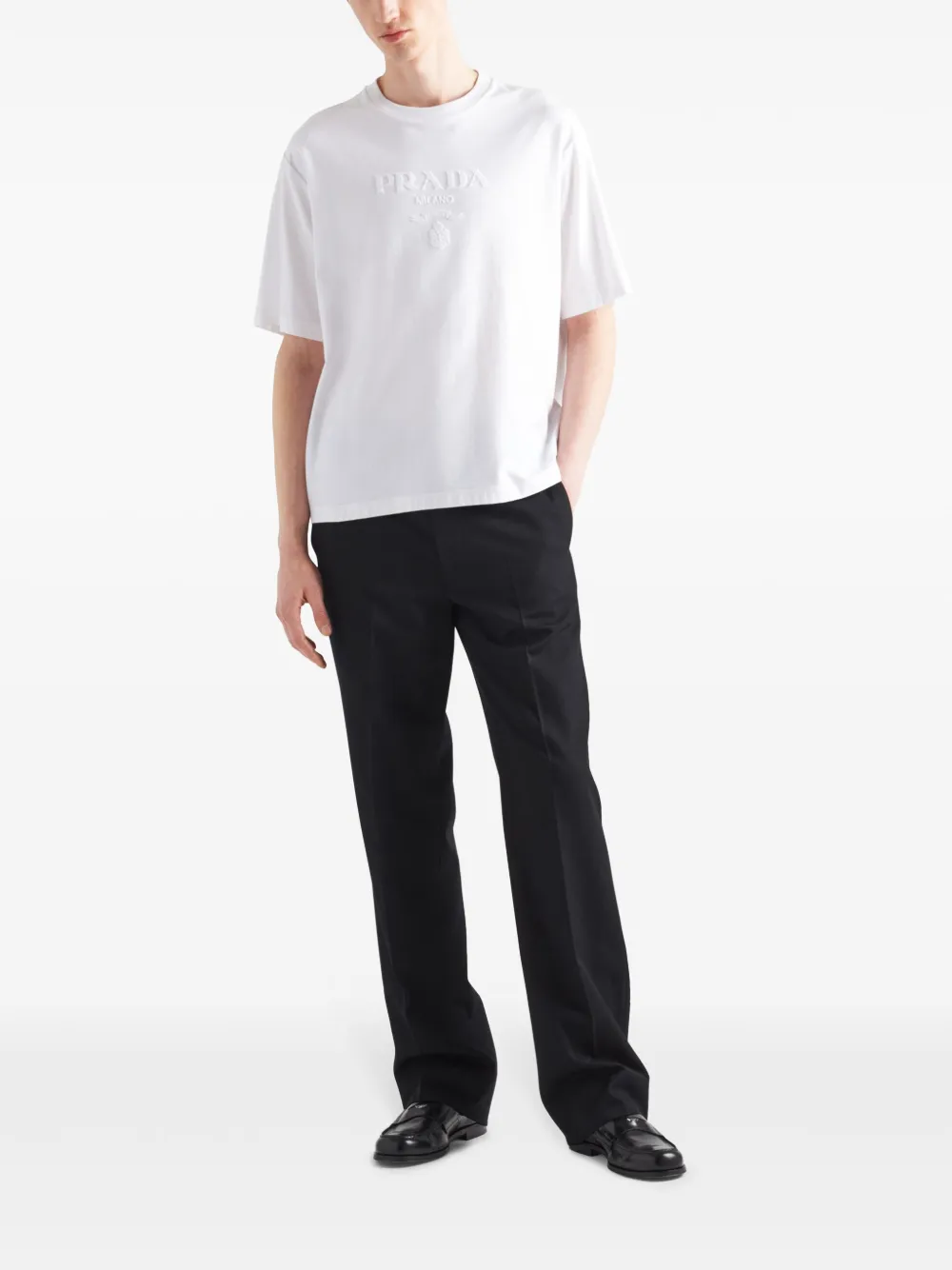Prada logo-appliqué cotton T-shirt - Wit