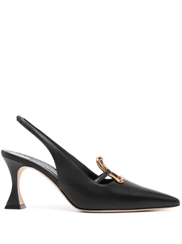 Manolo Blahnik 70mm Nikkal Slingback Pumps Black FARFETCH AZ