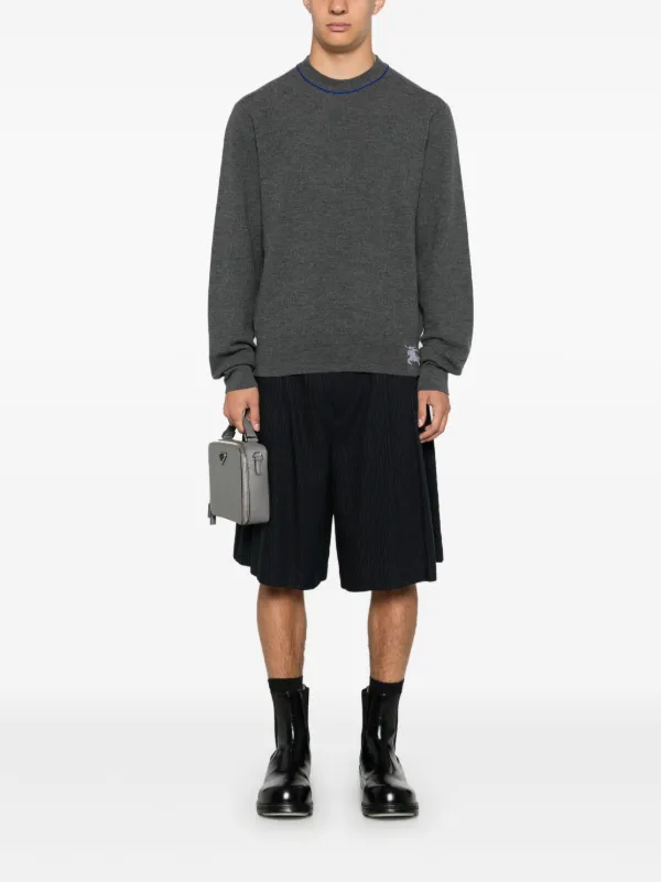 【送料&関税込】Burberry Grey Sweater With Equestrian Knight Burberry Equestrian Knight-intarsia Knit Sweater | Grey
