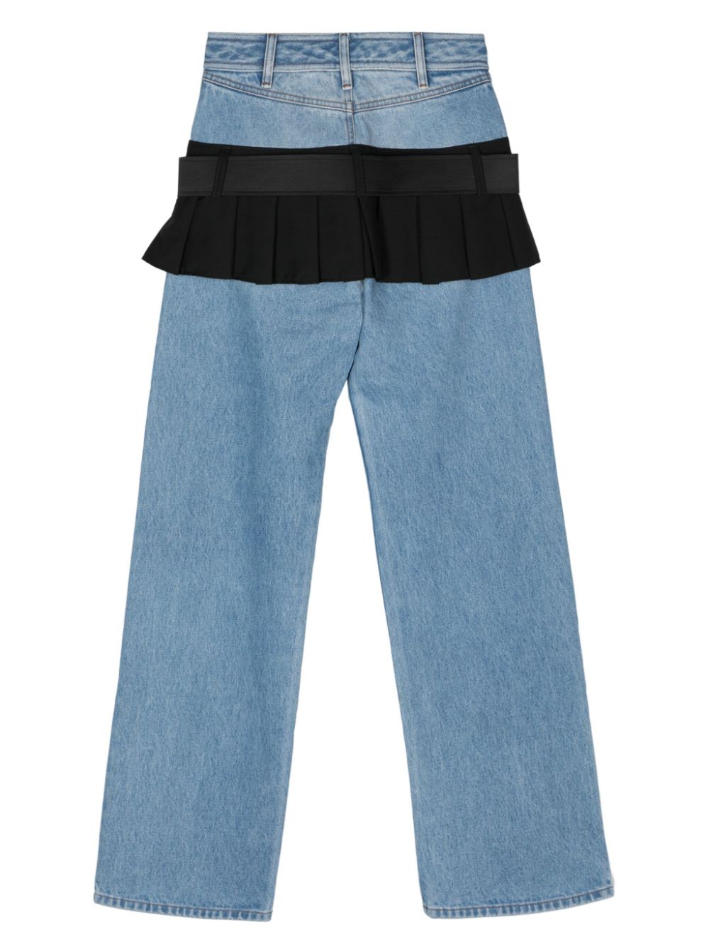 Shop Seen Users Illusion Skirt-detail Straight-leg Jeans In Blue