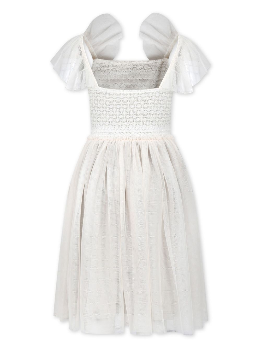 Shop Caffe' D'orzo Puff-sleeve Lace-panel Dress In White