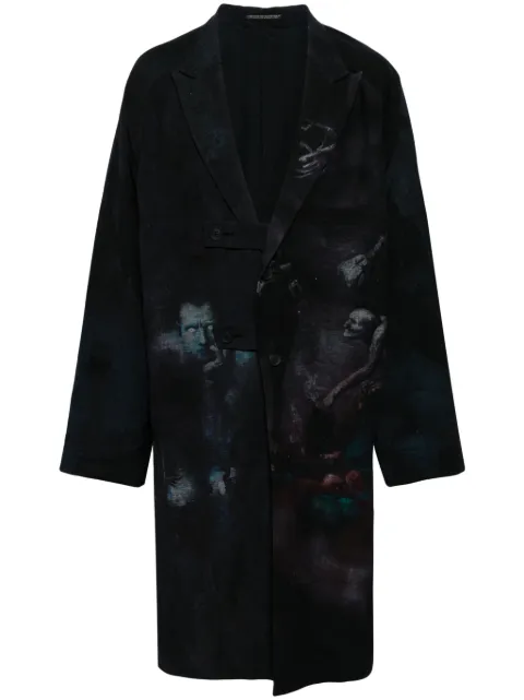 Yohji Yamamoto single-breasted graphic-print coat