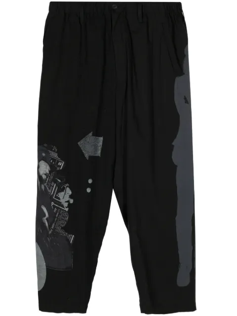 Yohji Yamamoto elasticated-waist printed trousers