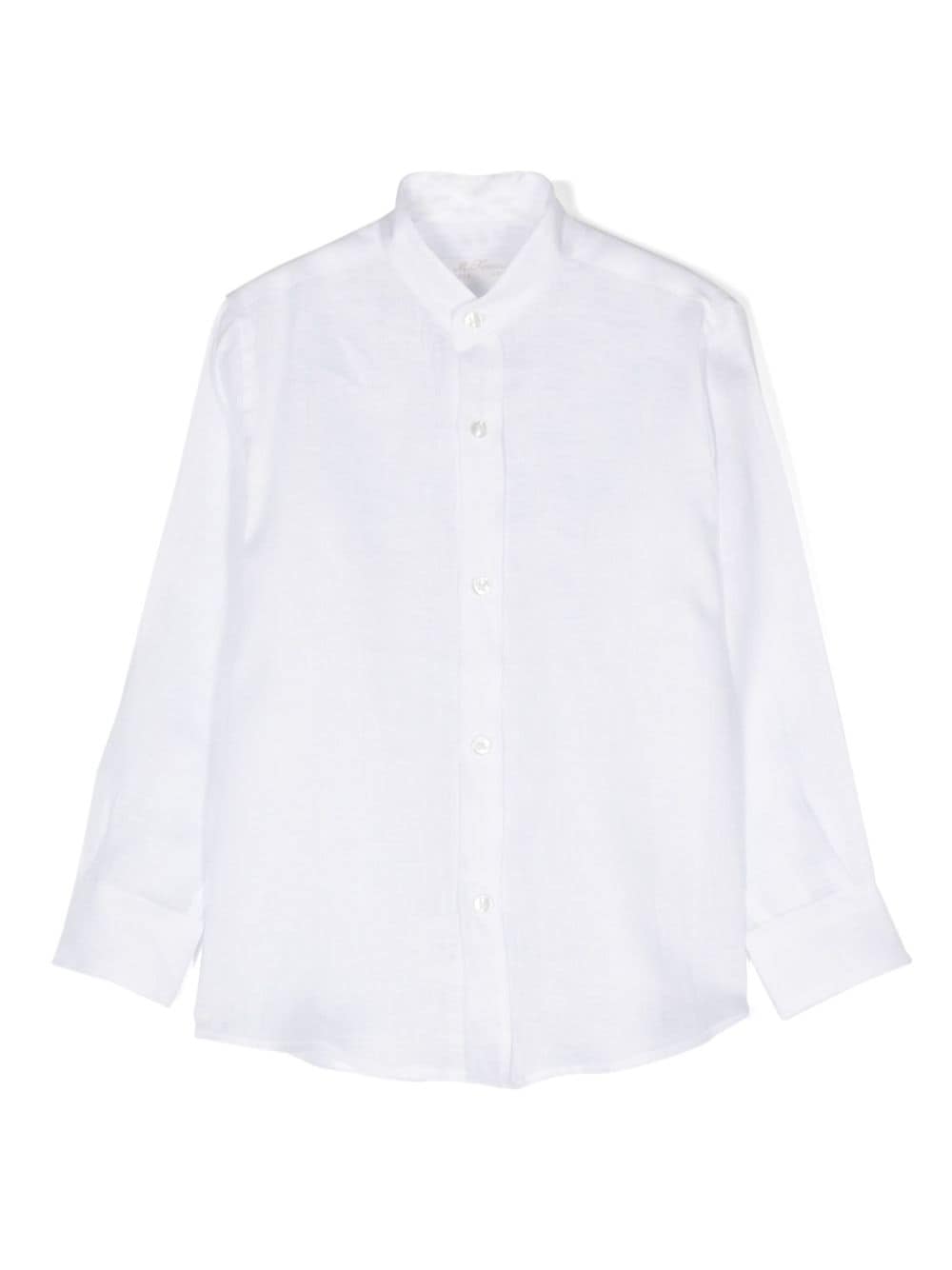 Mariella Ferrari Kids' Band-collar Slub Shirt In White